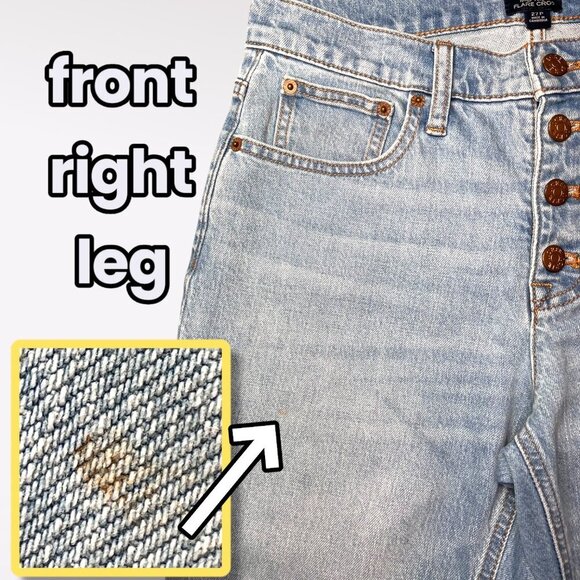 J.Crew Mid-Rise Flare Crop Jeans Light Wash Button Fly Denim Size 27 Petite - Picture 8 of 9